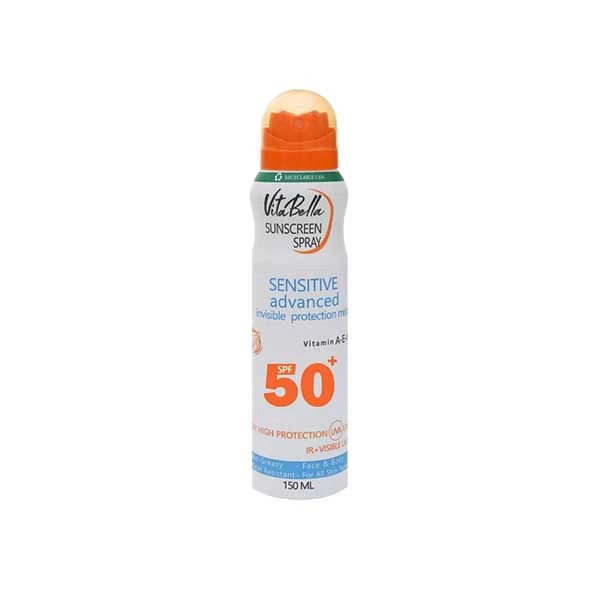 اسپری ضد افتاب spf50 برند ویتابلا-- مخصوص بدن جلوگیری از افتاب سوختگی وارداتی اصل از نمایندگی ایران زمین
